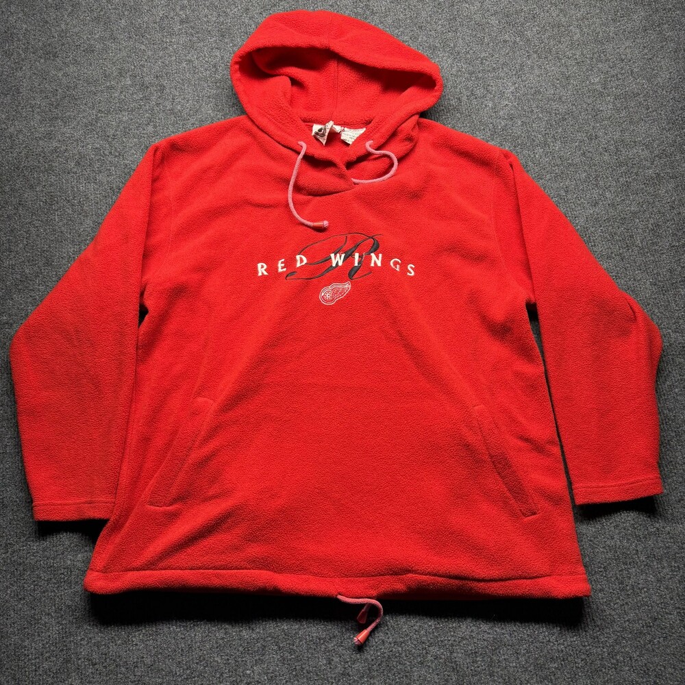 Vintage Detroit Red Wings Hoodie Mens Large Red NHL Hockey Fleece Pullover